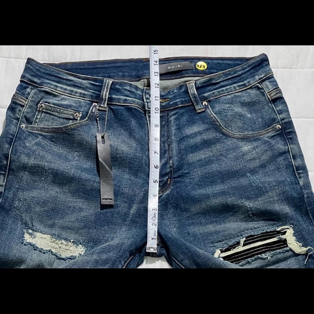 AMIRI Blue Skinny Distressed Jeans - Picture 3 of 10